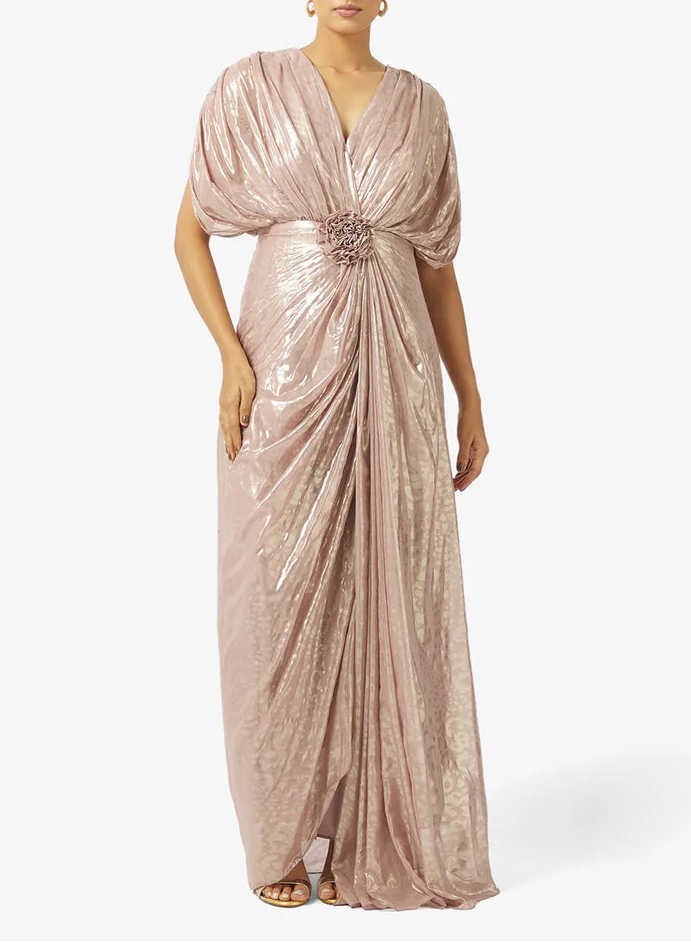 Elbow Length Sleeve Maxi Dress