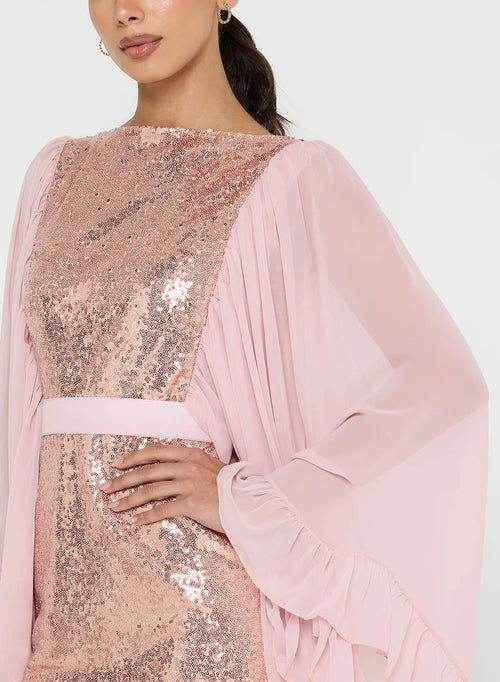 Belted Sequin Midi Dress