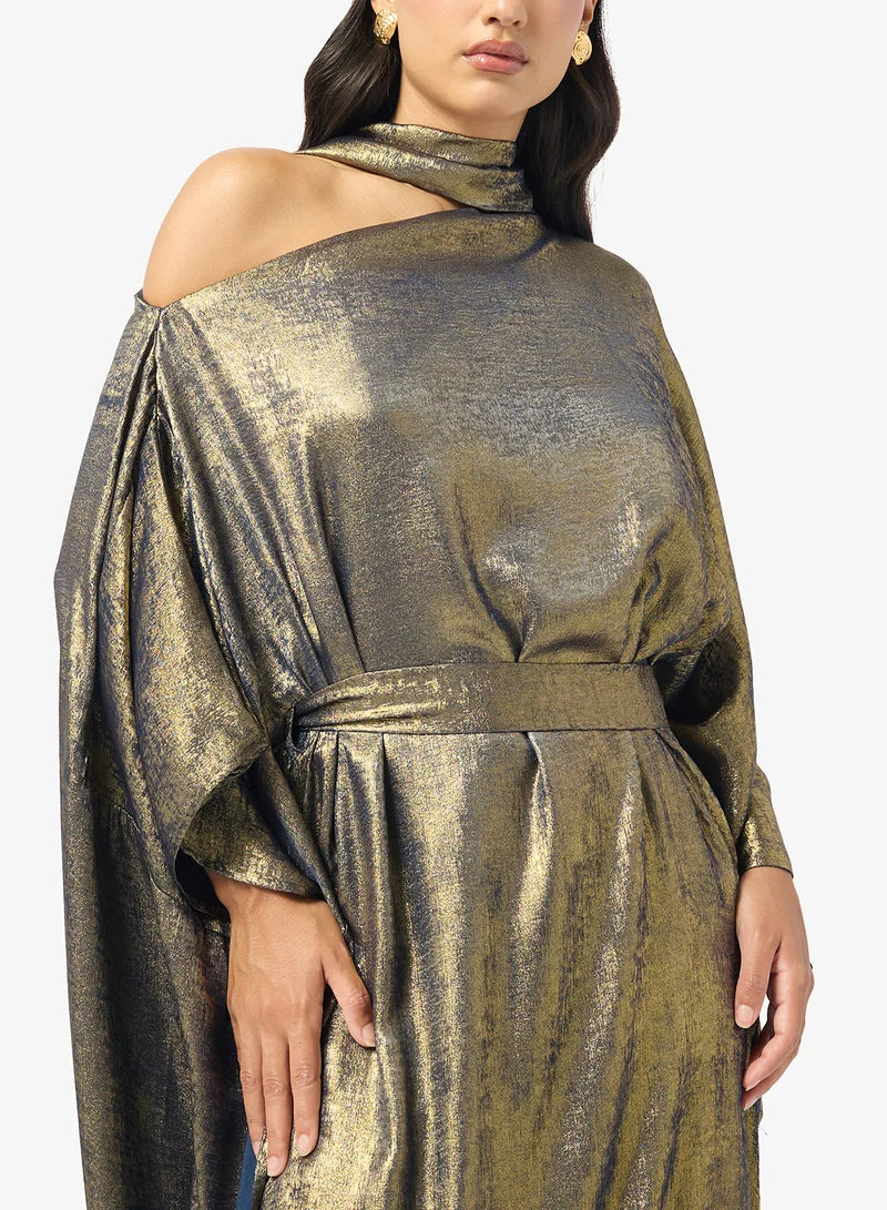 Metallic Crepe Maxi Dress