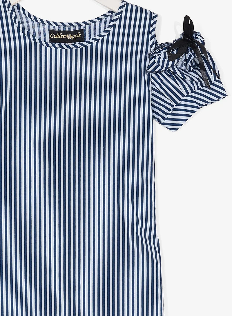 Little Striped Shoulder Cut Dress