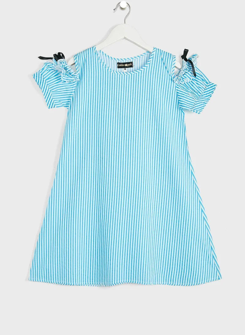 Striped Open-Shoulder Dress