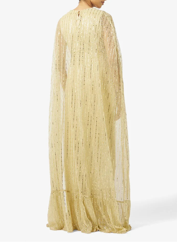 Round Neck With Golden Sequin Dress