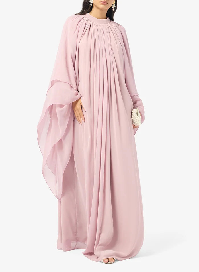 Mock Neck Chiffon Dress