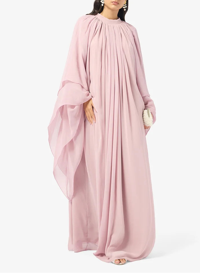 Mock Neck Chiffon Dress