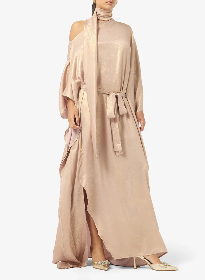 Metallic Crepe Maxi Dress