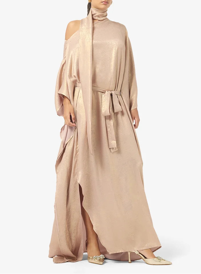 Metallic Crepe Maxi Dress