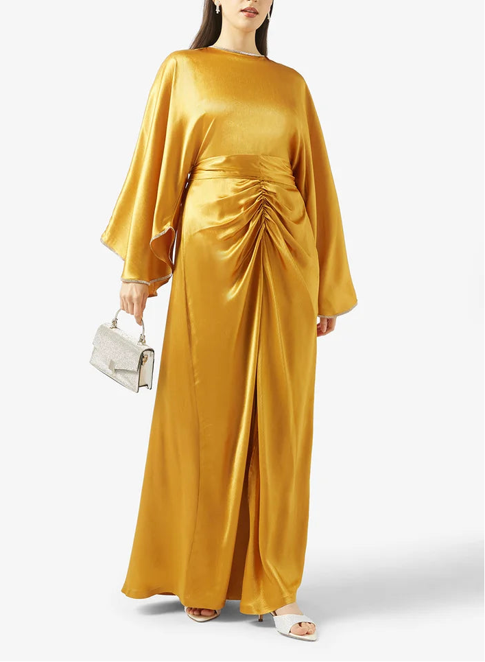 Tie-Up Neck Shimmer Maxi Dress