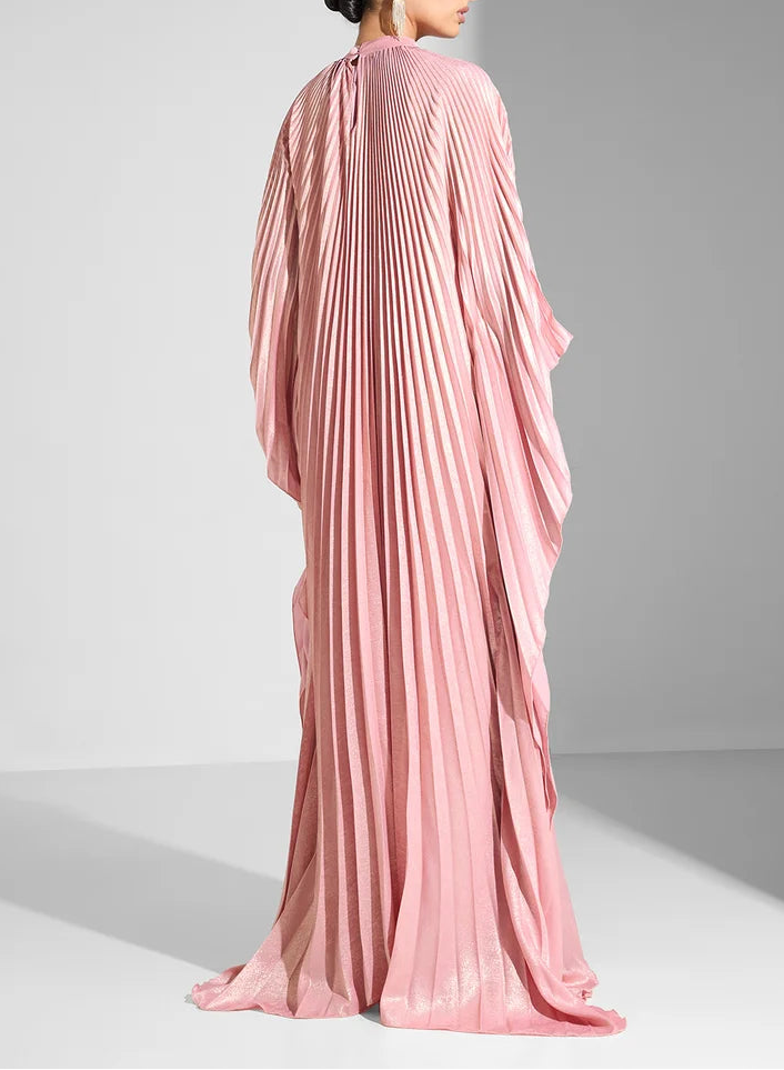Pleated Pink Kaftan Dress