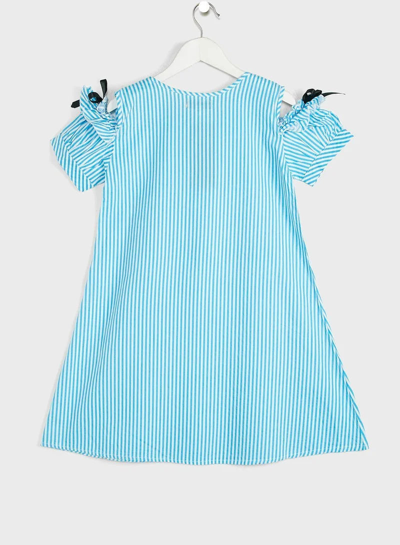 Striped Open-Shoulder Dress