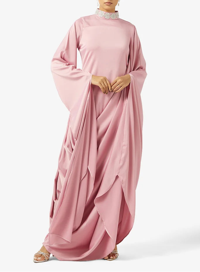 High Neck Silk Maxi Dress