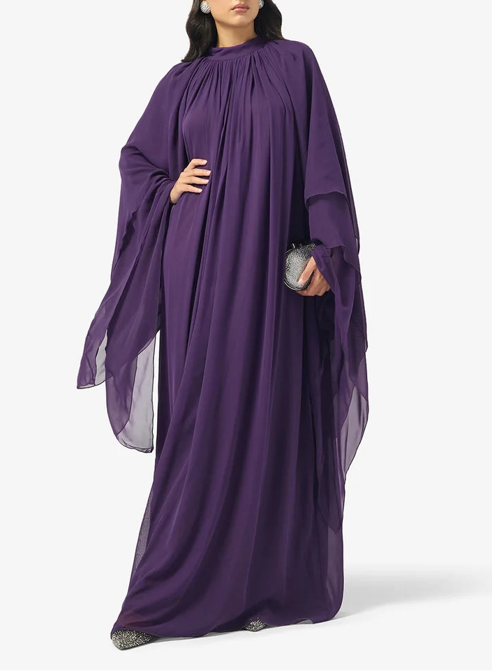 Mock Neck Chiffon Dress