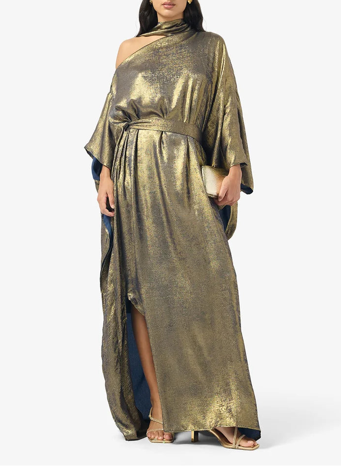 Metallic Crepe Maxi Dress