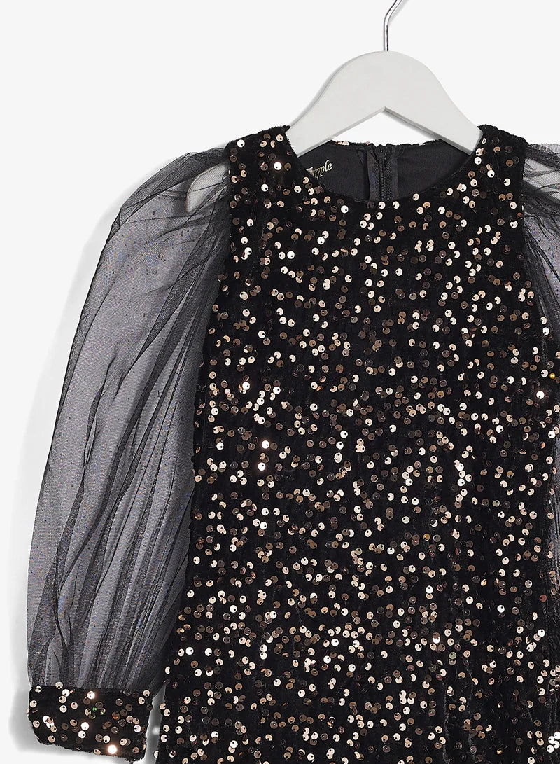 Little Puff Sleeve Sequin Dress