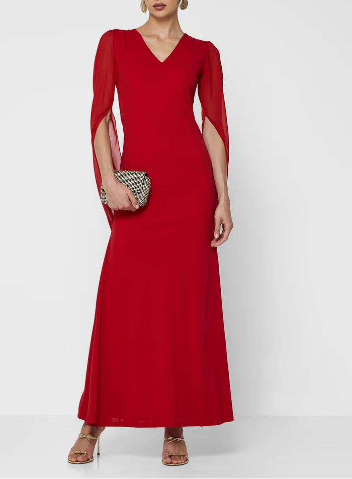 Split Sleeves Maxi Dress