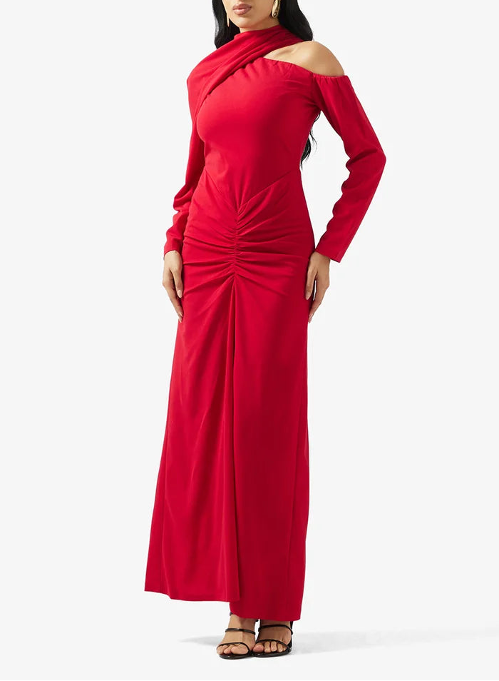 Pleated Design Maxi Dress