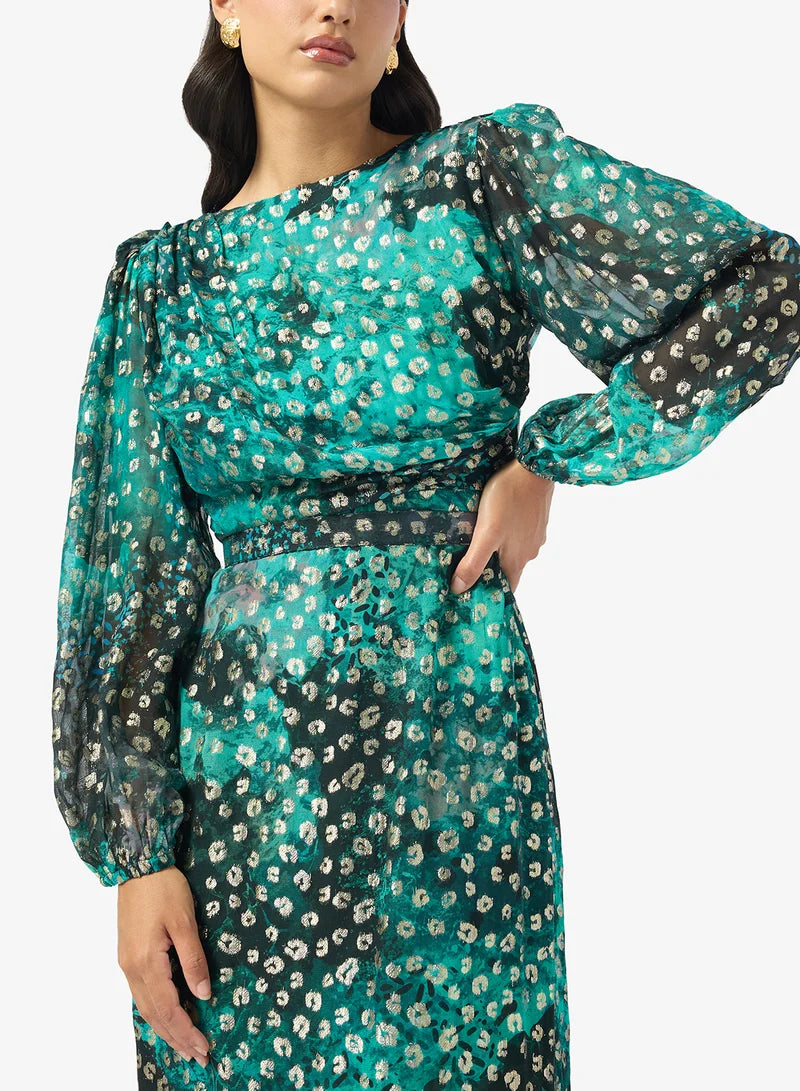 Puff Sleeve Belted Dress