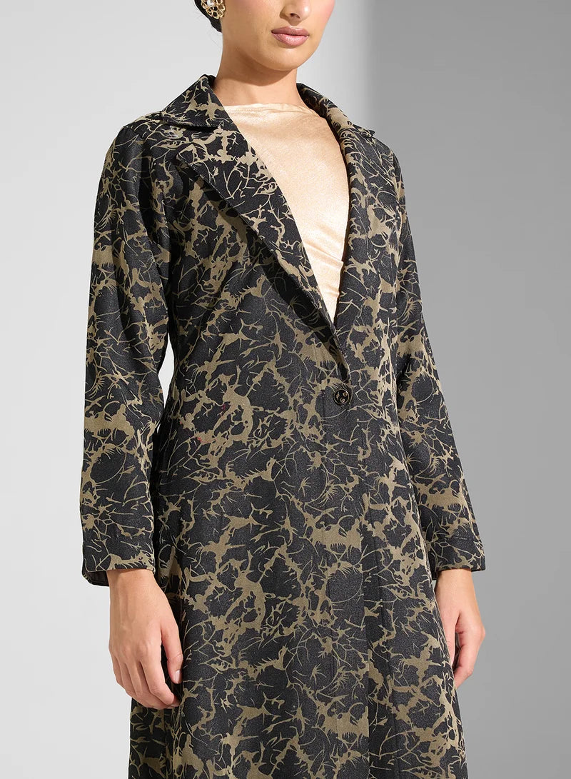 Printed Long Sleeves Maxi Dress