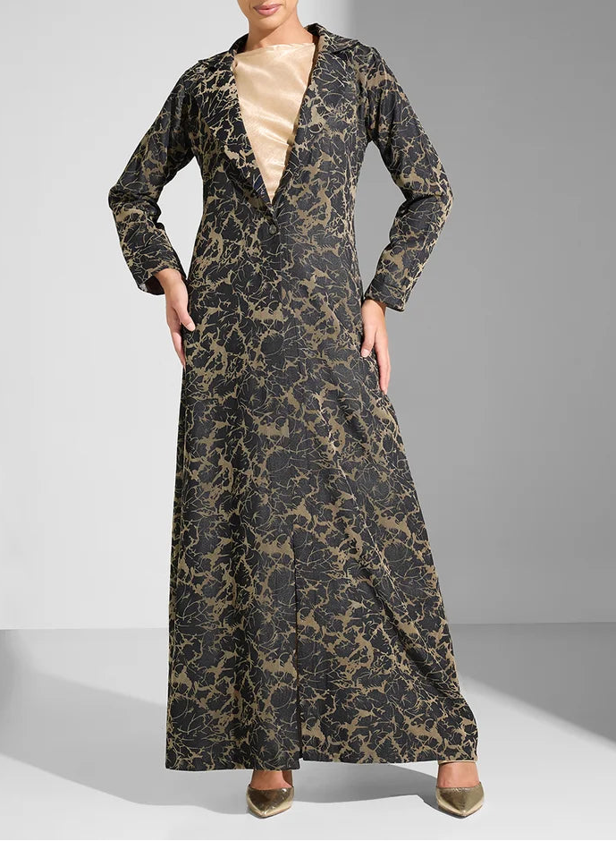 Printed Long Sleeves Maxi Dress