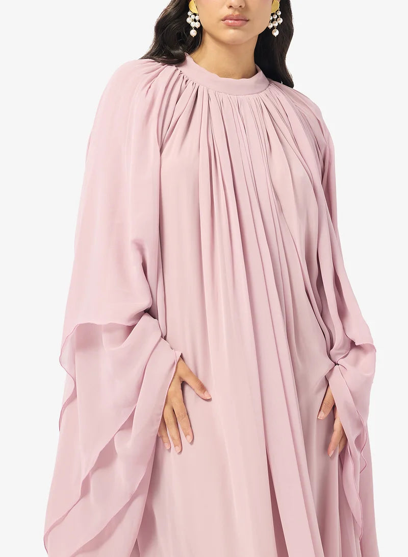 Mock Neck Chiffon Dress