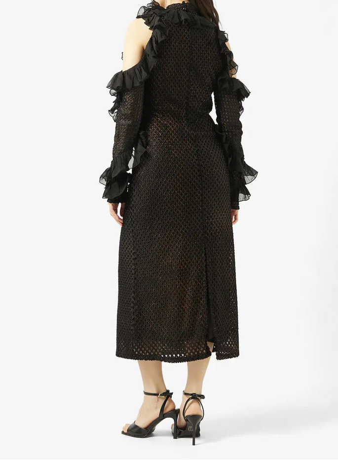 Ruffle Neck Midi Dress