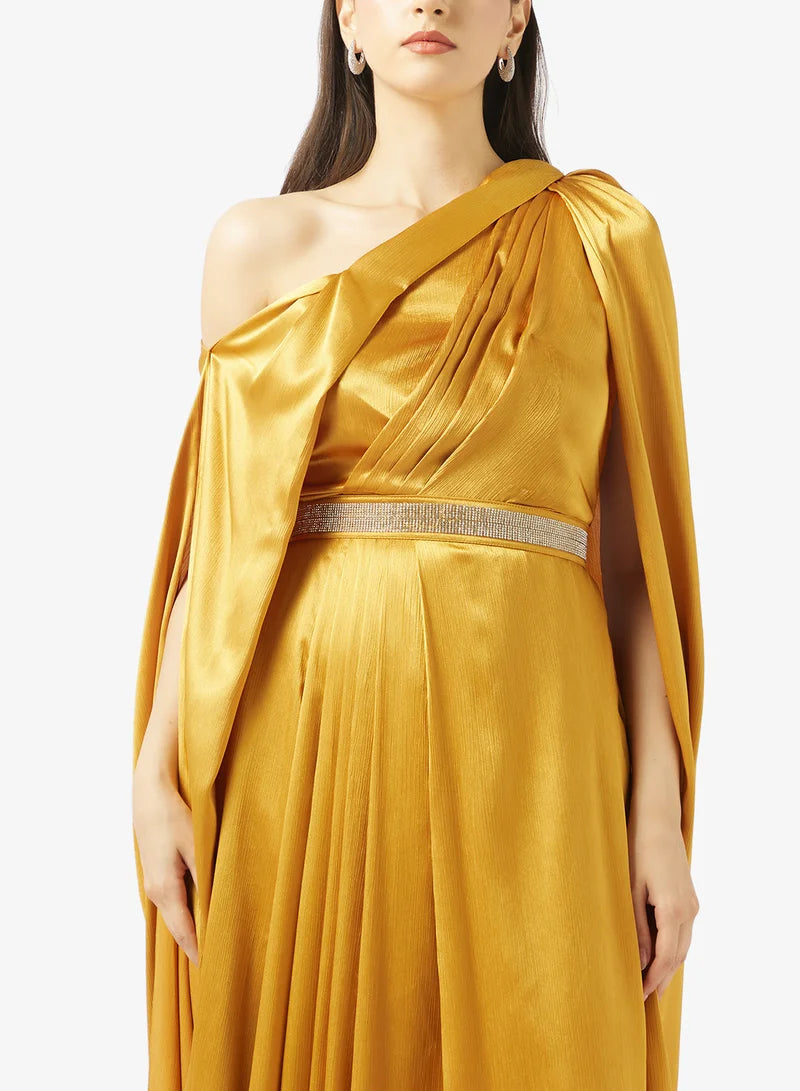 Slit Sleeves With Belt Maxi Dress
