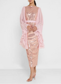 Belted Sequin Midi Dress