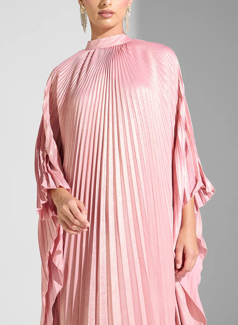 Pleated Pink Kaftan Dress