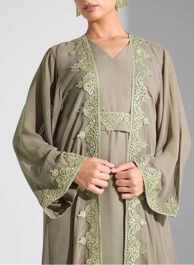 Embroidered Chiffon Dress