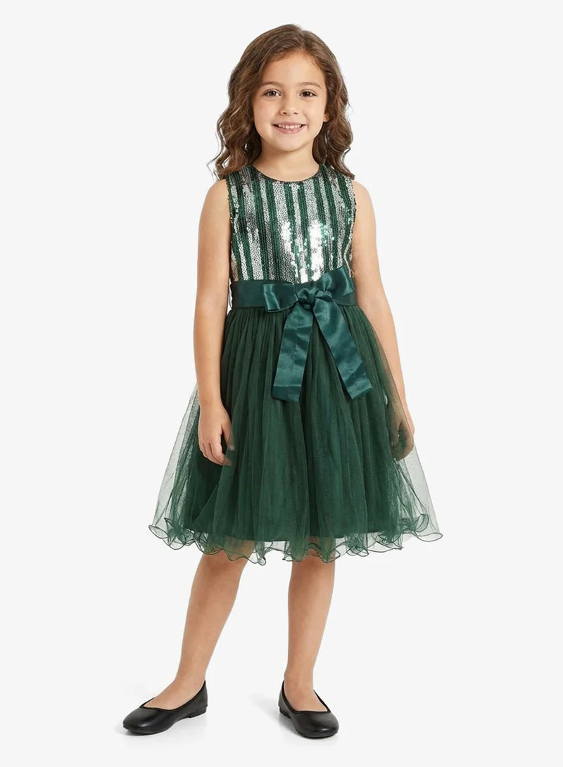 Little Sequin Top Belted Dress