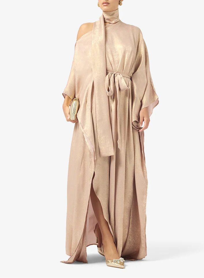 Metallic Crepe Maxi Dress