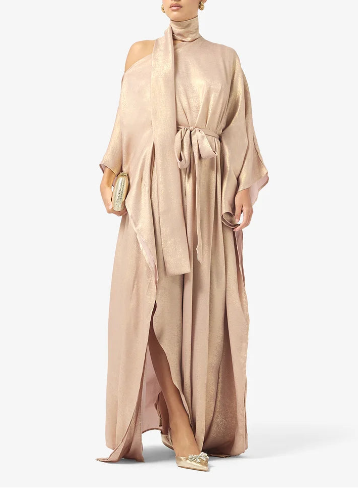 Metallic Crepe Maxi Dress