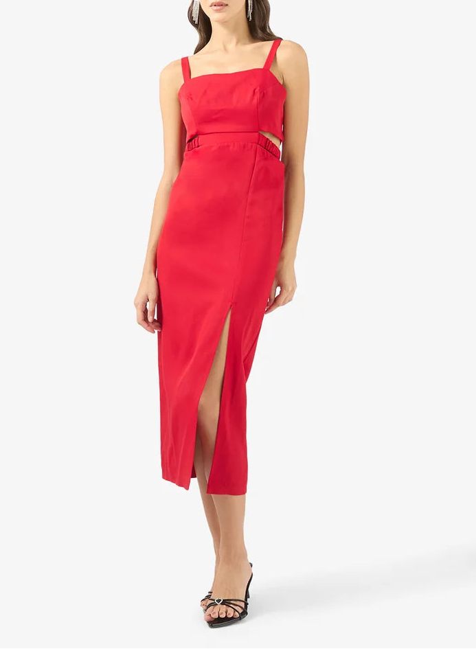 Cutout Slit Midi Dress