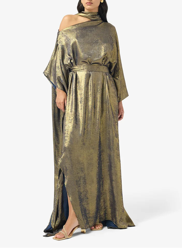 Metallic Crepe Maxi Dress