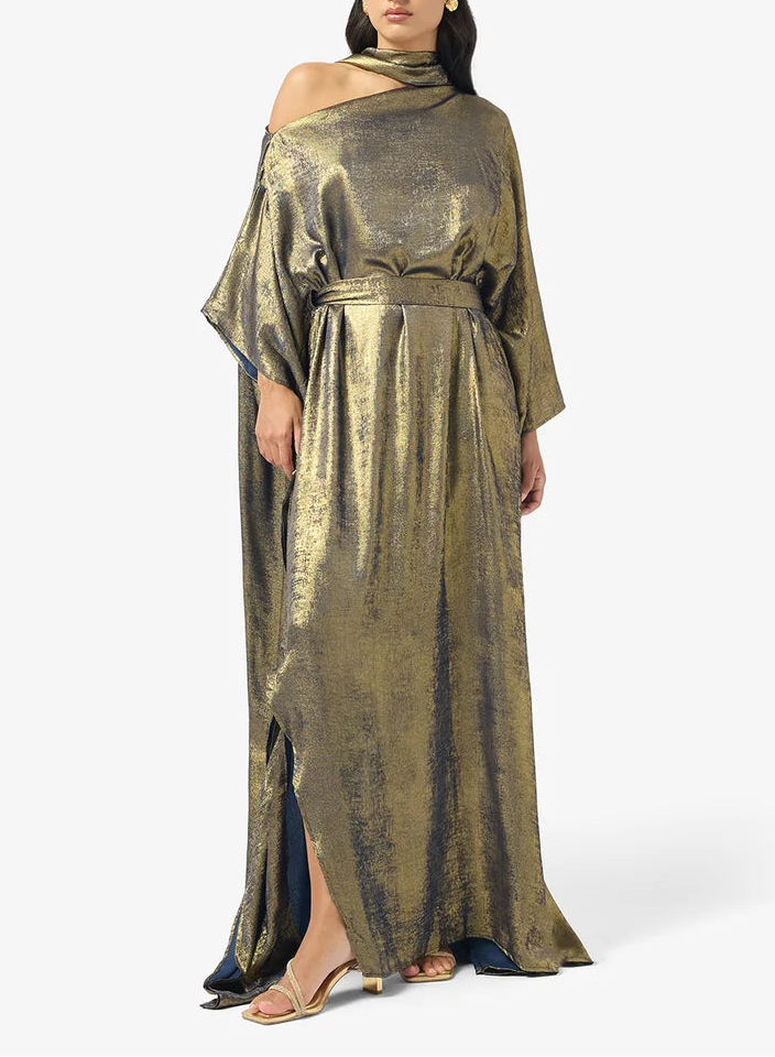 Metallic Crepe Maxi Dress