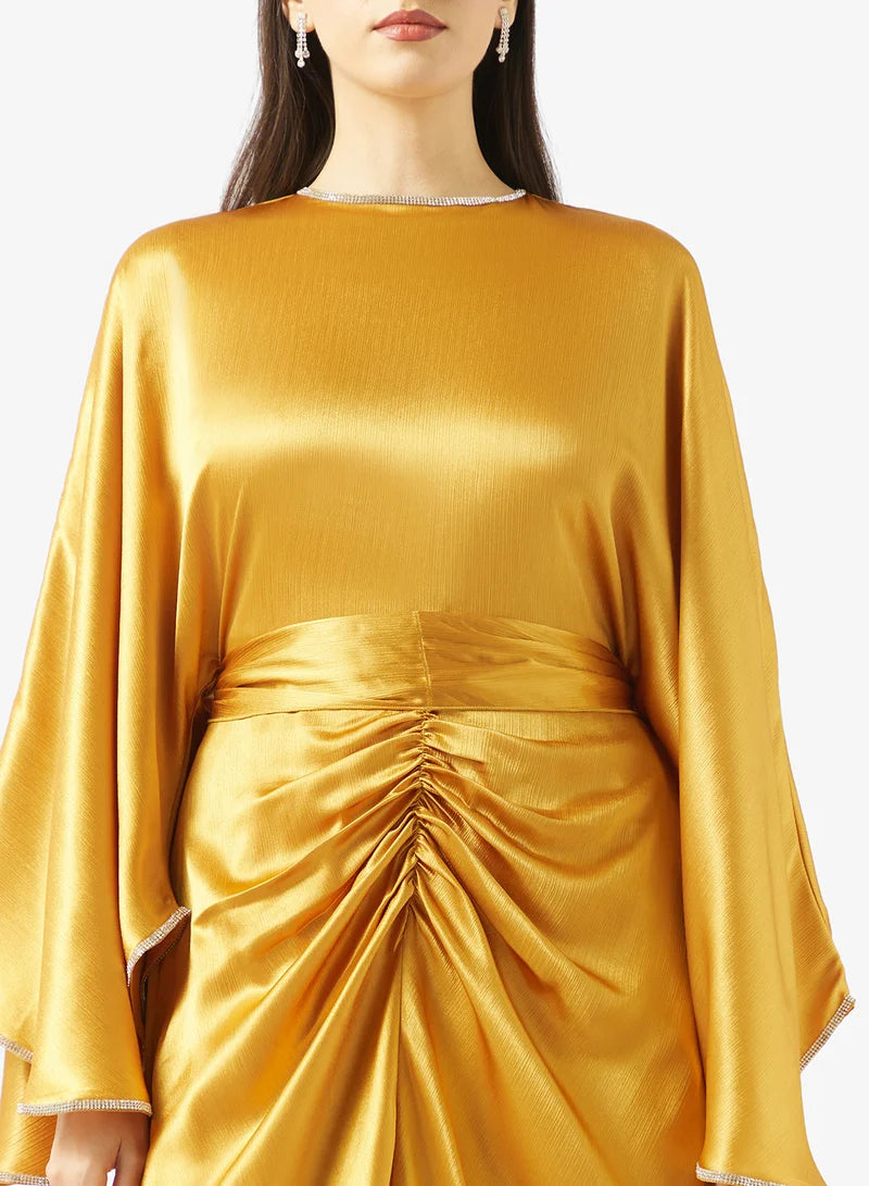Tie-Up Neck Shimmer Maxi Dress