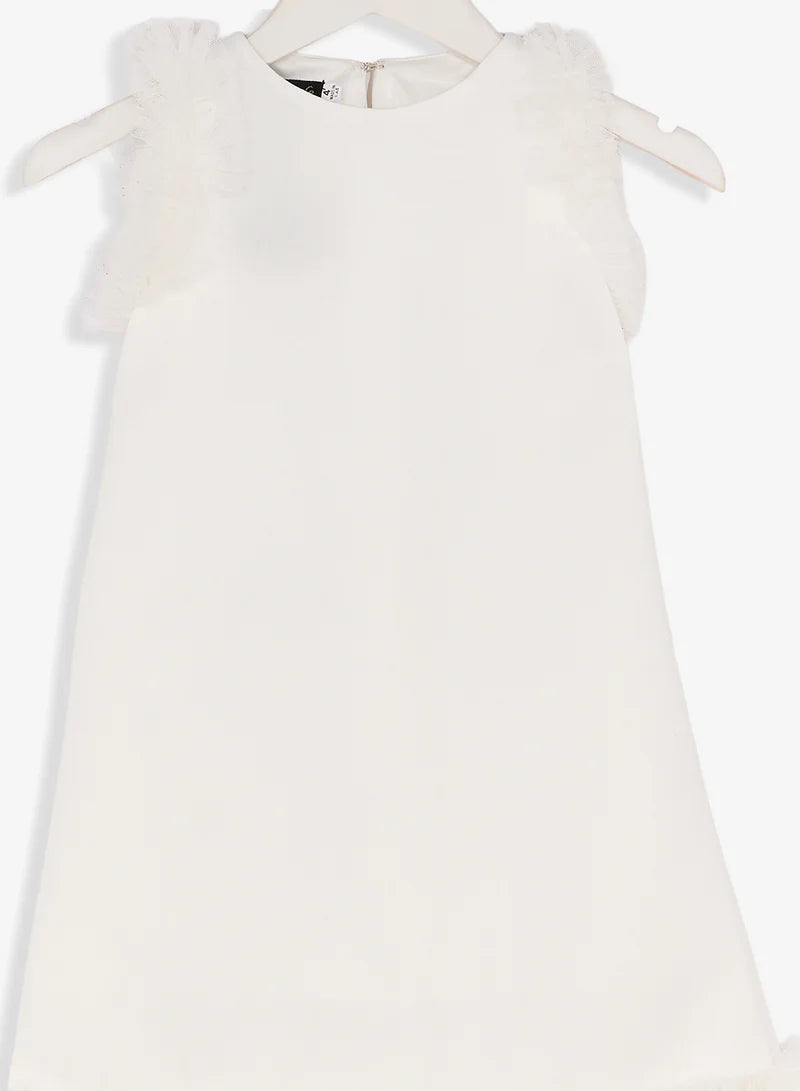 Little Cut Sleeve With Ruffle Dress