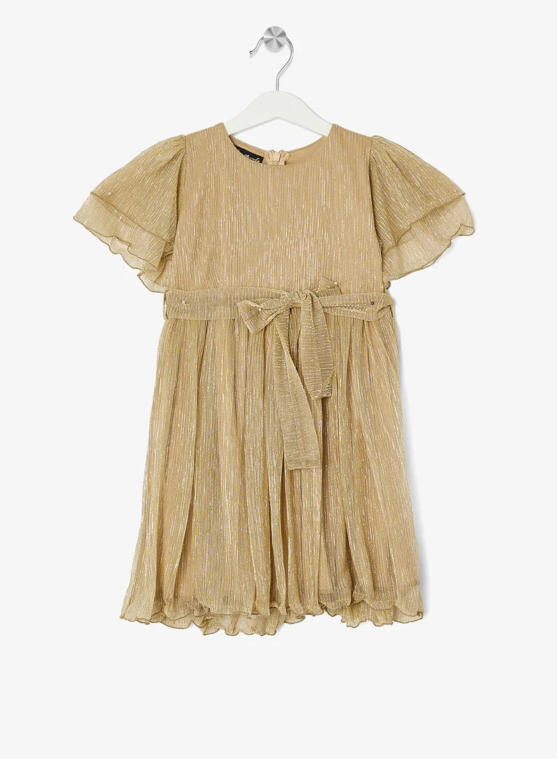 Little Metallic Pleated Dress