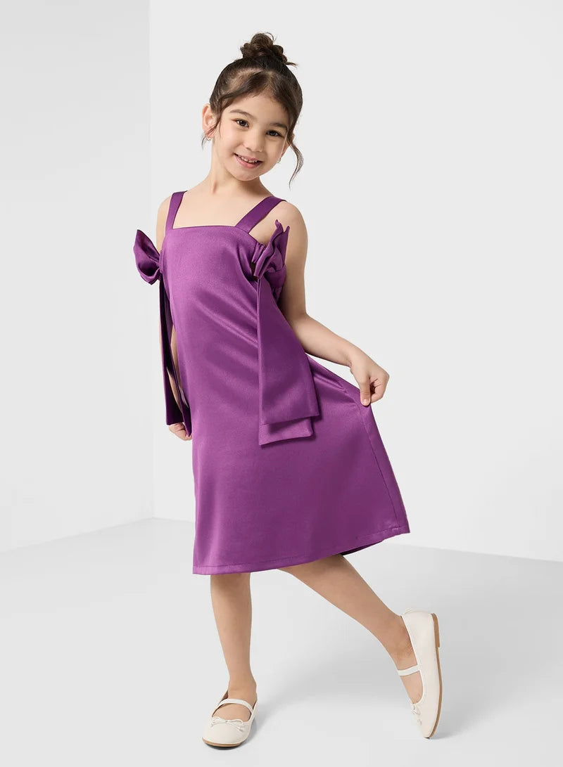 Satin Bow Shoulder Dress