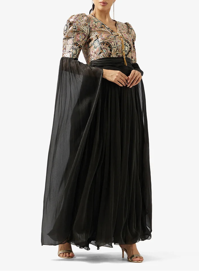 V neck Sequin Top Maxi Dress