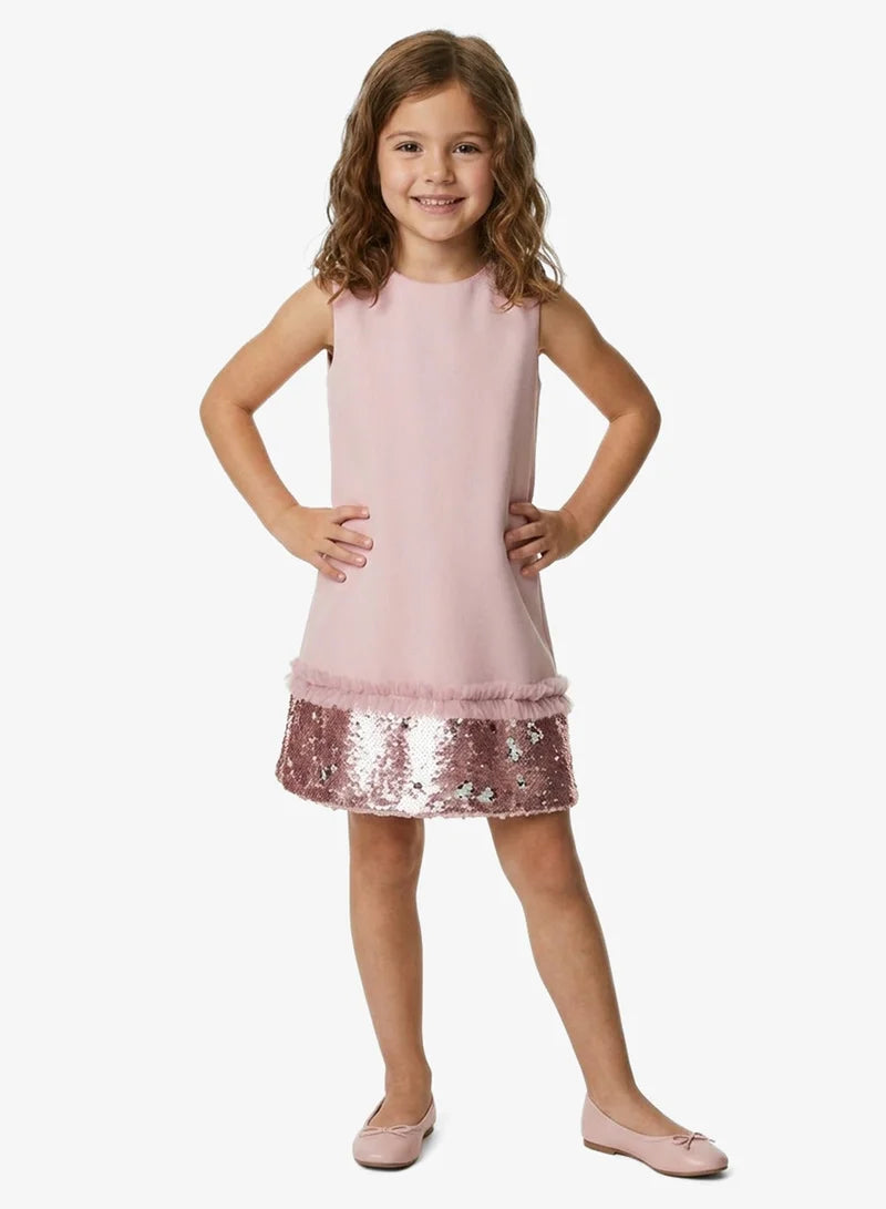 Little Cut Sleeve With Sequin Dress