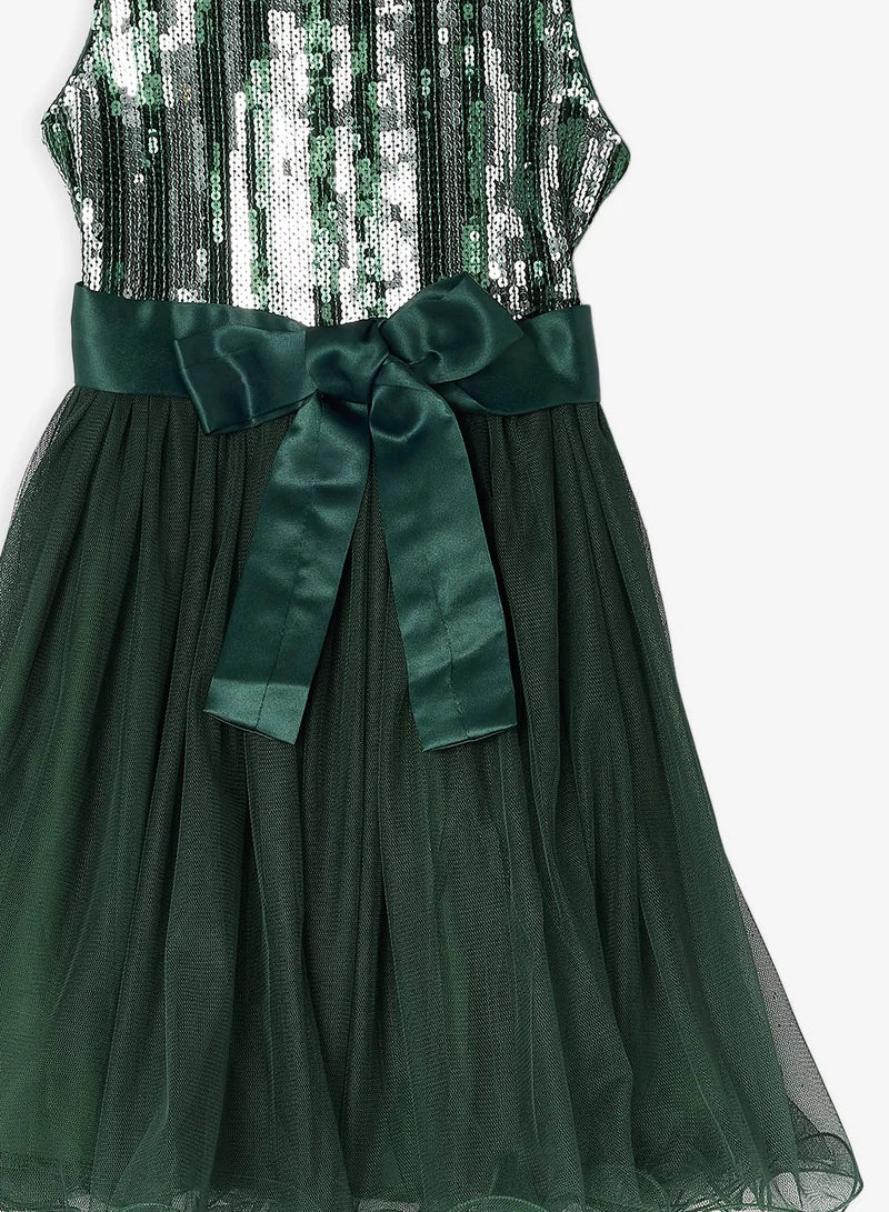 Little Sequin Top Belted Dress