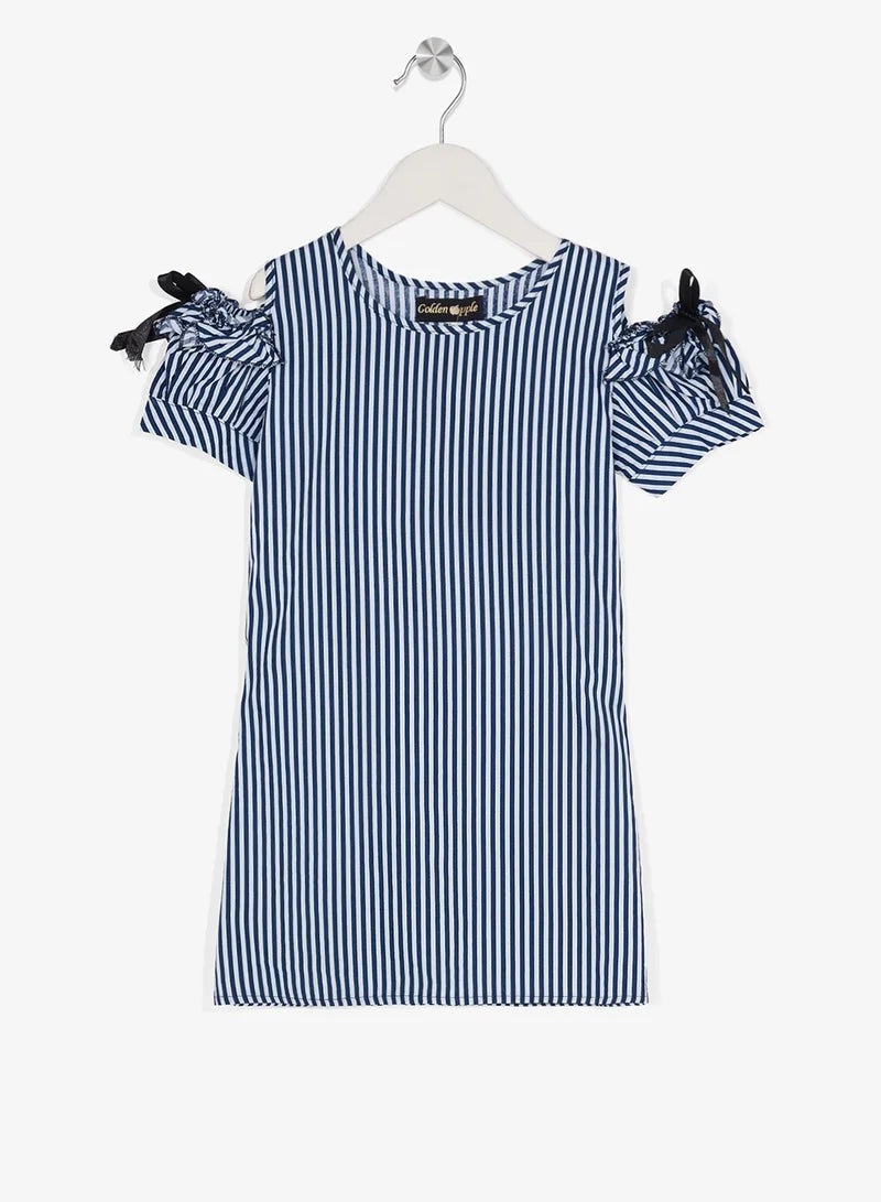 Little Striped Shoulder Cut Dress