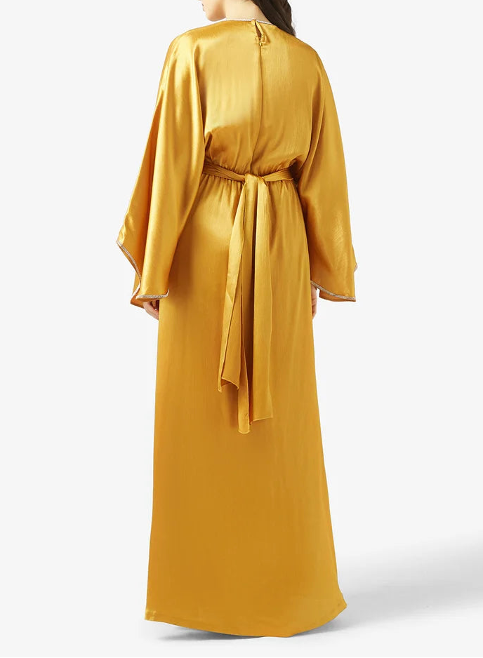 Tie-Up Neck Shimmer Maxi Dress