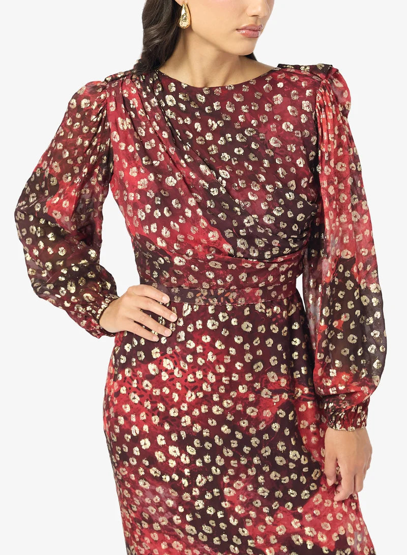 Puff Sleeve Belted Dress
