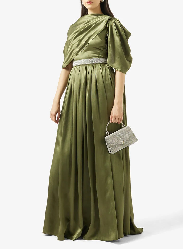Short Sleeve Shimmer Maxi Dress