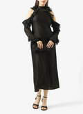 Ruffle Neck Midi Dress