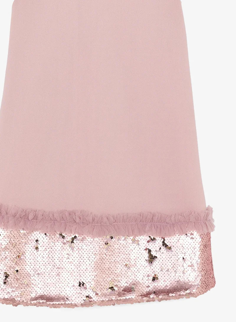 Little Cut Sleeve With Sequin Dress