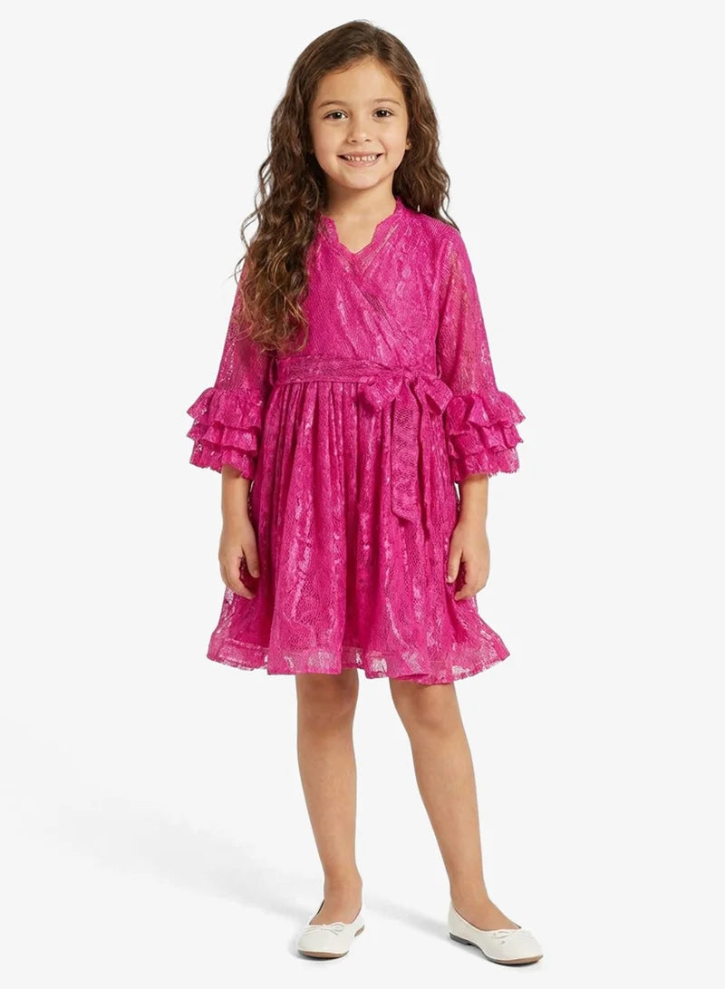 Lace Ruffle Sleeve Dress