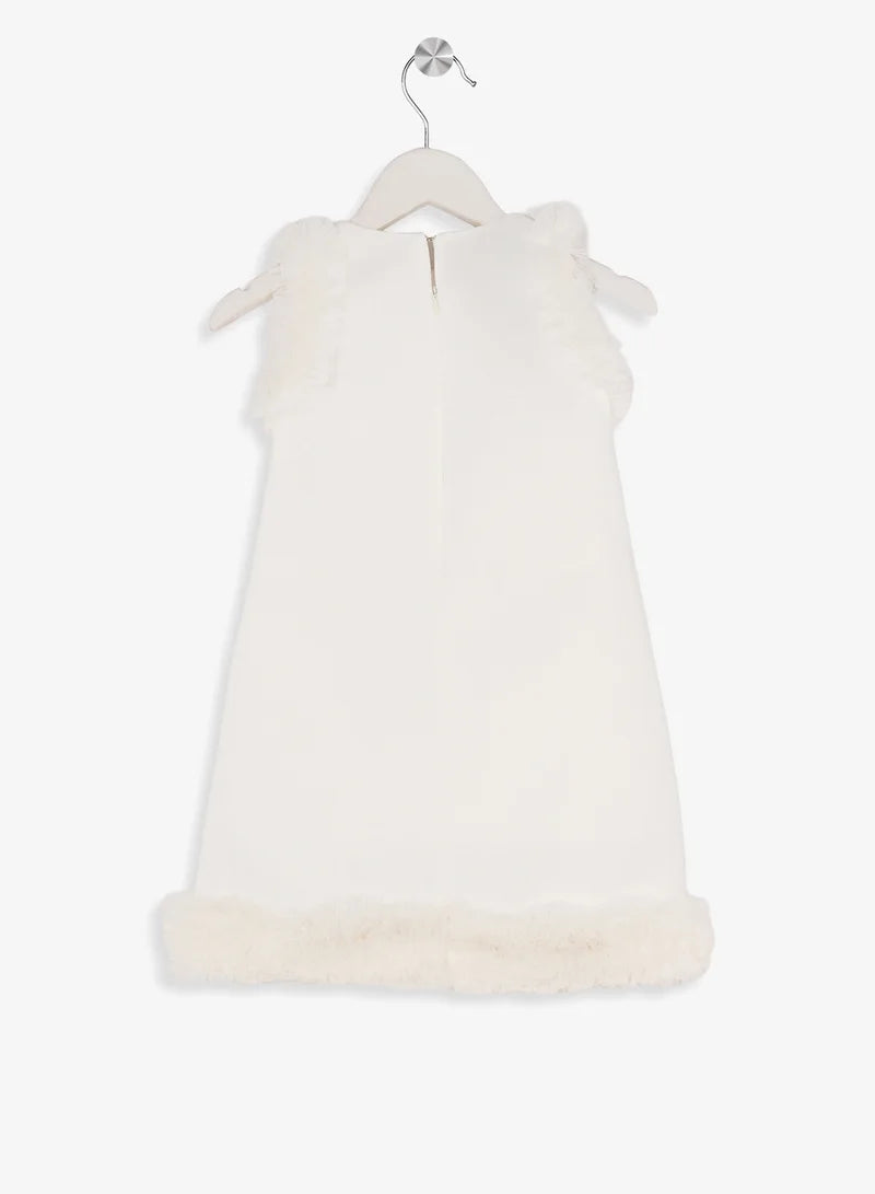Little Cut Sleeve With Ruffle Dress