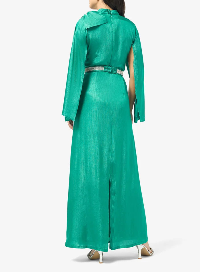 High Neck Belted Maxi Dress